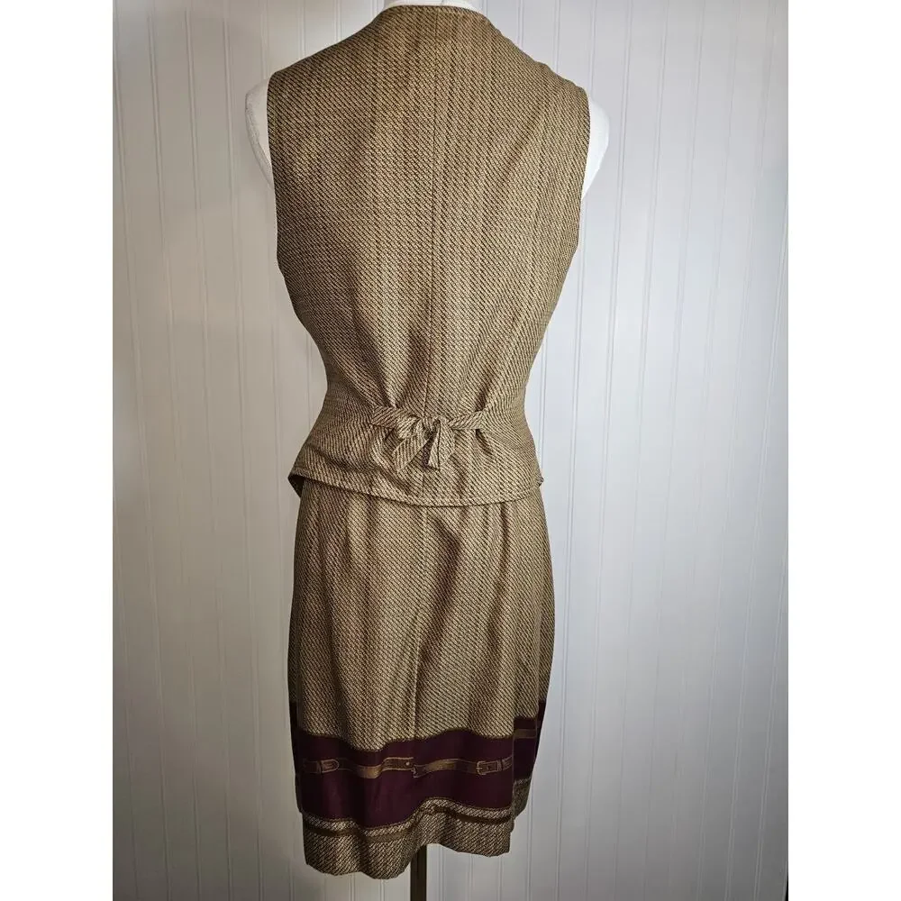 Cambridge‎ Dry Good Vintage Vest & Skirt Set Size XS/S Equestrian Rayon Horses